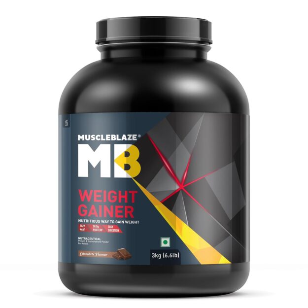 MuscleBlaze Weight Gainer Powder with Added Digezyme, Chocolate (30 Servings, 3kg / 6.6lbs)
