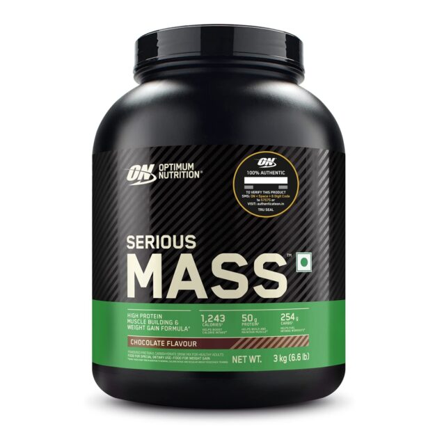 OPTIMUM NUTRITION (ON) Serious Mass High Protein High Calorie Weight Gainer Powder - 3 kg